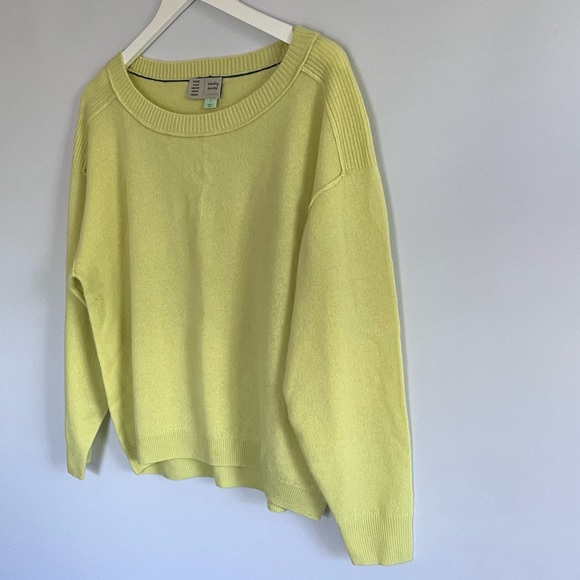 Pilcro Boat-Neck 100% Cashmere Oversized Emmeline Sweater in Citron Tea size S - Picture 9 of 13